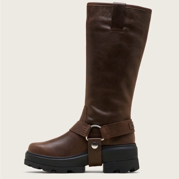 Sorel Brown Leather Mid-Calf Harness Platform Boot - Picture 2 of 9